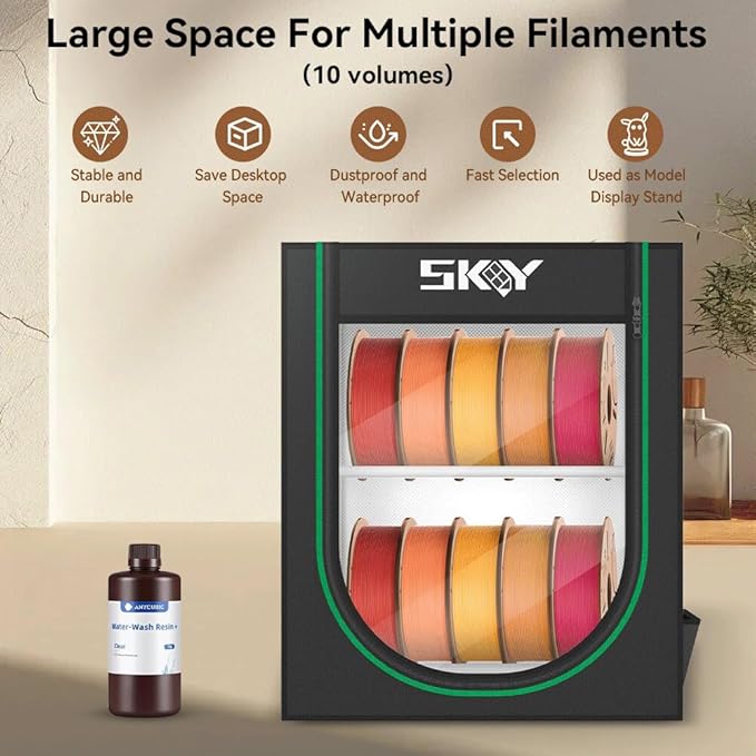 Skouphy 3D Printer Filament Storage Box, 2-Tier Storage Shelves for 3D Printing Business, Studio, Office Workshop -10 Rolls