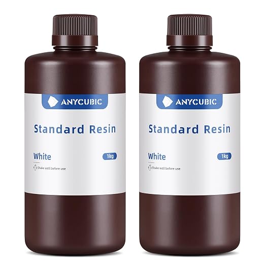 ANYCUBIC 3D Printer Resin, 405nm SLA UV-Curing Resin with High Precision and Quick Curing & Excellent Fluidity for LCD 3D Printing (White+White, 2kg)