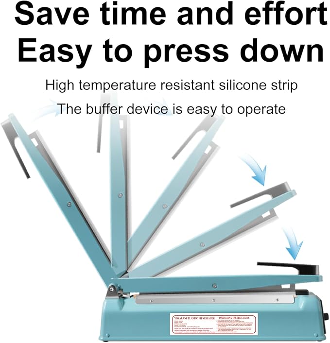 Metal body,Impulse Sealer 12 inch, Manual Heat Sealer Machine for Plastic Bags, Shrink Wrap Bag Sealers Heavy Duty Sealing Machine With Repair Kit (Blue)
