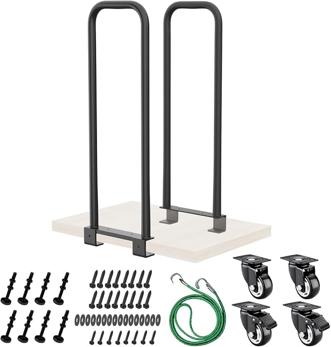 38 Inches Cart Handle Dolly Converter Kit with 4 Locking Caster Wheels, Suitable for Various Wooden Boards and Wood Strip, SuitableGarage, Moving Dolly, Workshop Tool, Garden，Mattress Mover