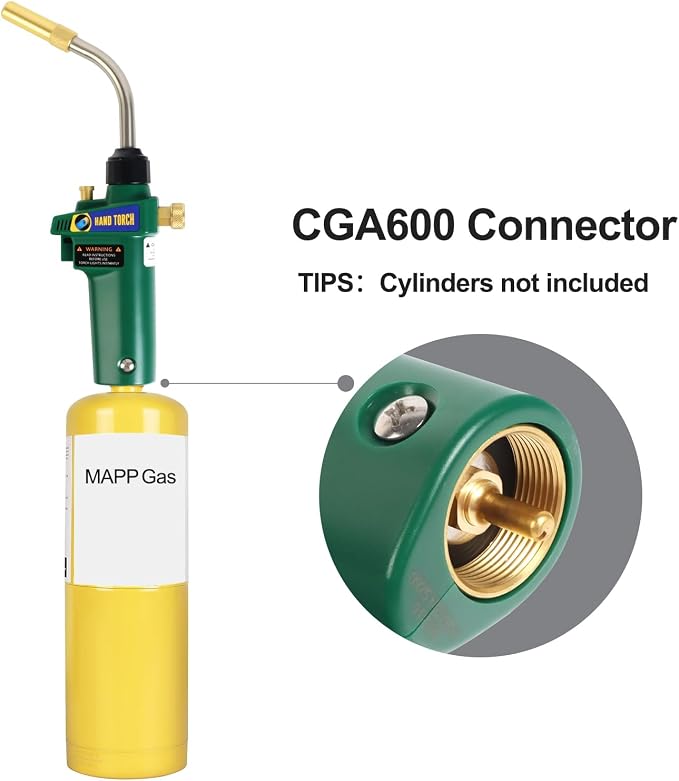 MAPP Gas Torch Kit, Auto-Ignition Turbo Torch with Extreme Swirl Turbo & Quick Disconnect, Propane Torches for HVAC, Plumbing, Brazing, Heating, Brazes 1/16" to 1/2", Solders 1/8" to 1-3/4"