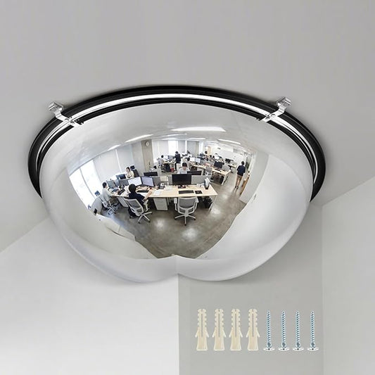 Sintuff 1 Pcs 18'' 270 Degree Corner Dome Mirror, Impact-Resistant Acrylic Corner Dome, High Viewing Angle, Security and Safety Mirror for Blindspot