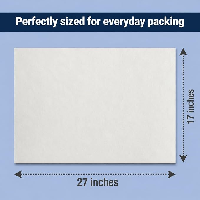BOX USA Packing Paper Sheets 27" x 17" (80 Sheets, 2 lb) - Newsprint Paper for Shipping, Storage and Moving Supplies, White