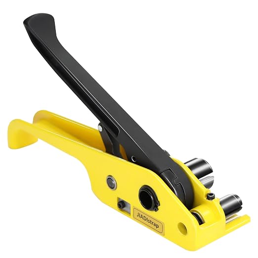 Heavy Duty Banding Strapping Tensioner & Cutter Manual Packaging Tools Windlass for 1/2"-3/4" Width Polyester Poly Strap(Accessory Upgrade,Yellow)