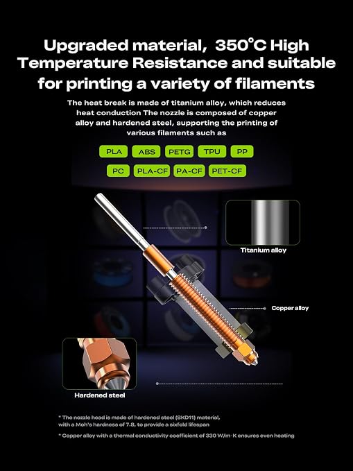 Creality K2 Plus Ceramic Heating Block Upgrade Kit, with Quick-Swap Nozzle, High Thermal Conductivity & 350°C High Temperature Resistancefor, K2/K2 Plus/Creality Hi 3D Printers