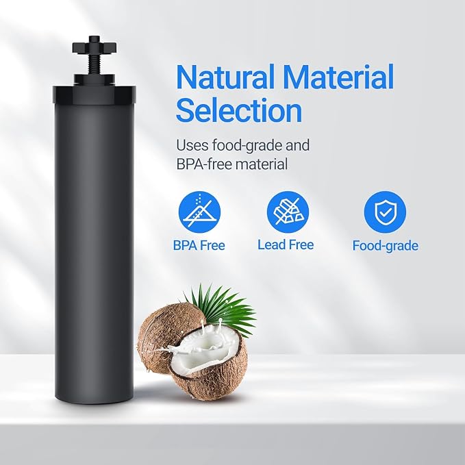 Filterlogic Gravity Water Filter, Replacement for Berkey® BB9-2® Black Carbon Filters, Purewell®, ProOne®, Waterdrop Gravity Filter System, NSF/ANSI 42&372 Certified, 4 Pack