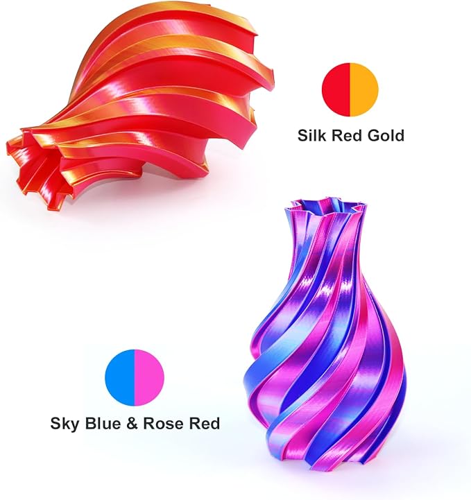 LOVOON 3D Printer Filament Dualcolor,1.75mm Silk PLA Filament Gold Red Dualcolors, Silky PLA Filament Most Printer and 3D Pen, 3D Printer Accessories,1KG(2.2lbs)/Spool