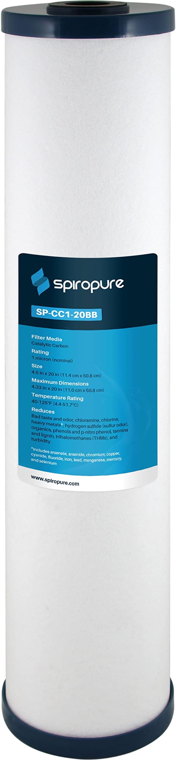 SpiroPure SP-CC1-20BB 20x4.5 Catalytic Carbon Water Filter Cartridge