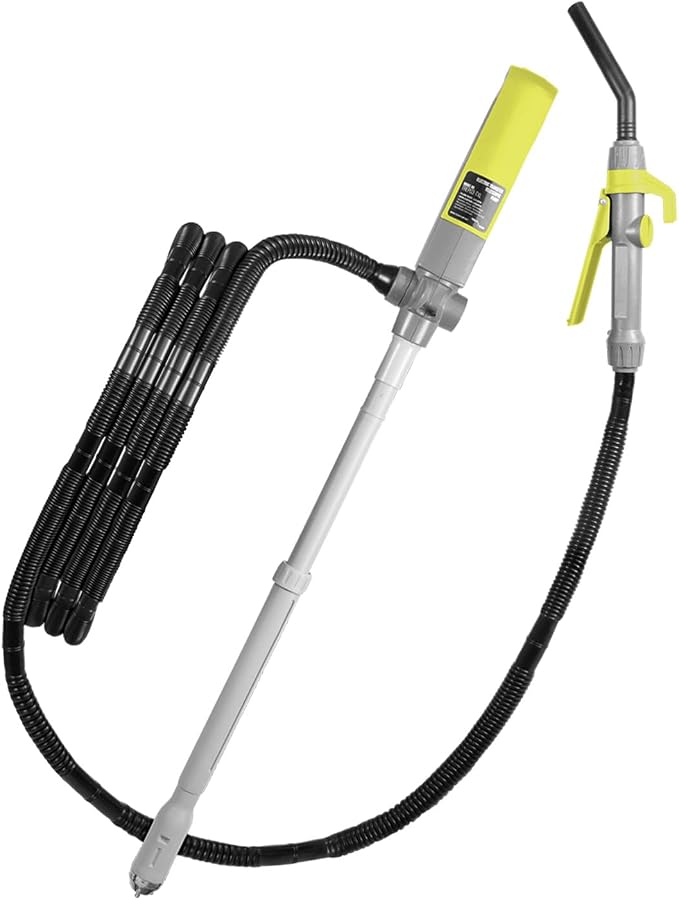 TERA PUMP Fuel Transfer Pump w/Quick Flow Control Nozzle & Telescopic Tube - 3X Electric Power Options: 12V AC/DC Plug-in & DC Inverter Clips, 10FT Discharge Hose, Gasoline, Water (2.9 GPM)