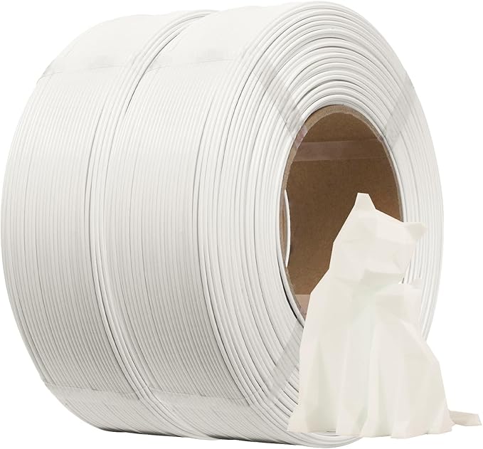 eSUN PLA+ Refilament 1.75mm, 3D Printer Refill PLA Plus, 1KG per Roll, 2 Rolls Spoolless 3D Printing Filament for 3D Printers,White