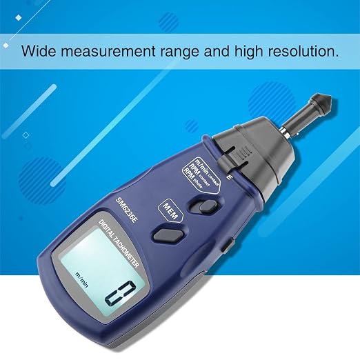 Digital Tachometer DT6236E RPM Meter with Large Display, RPM Meter for Small Engines, 2.5 to 99999 RPM Chainsaw RPM Tachometer 5 Digits Tach LCD Rotation Gauge Meter 96 Data Logging