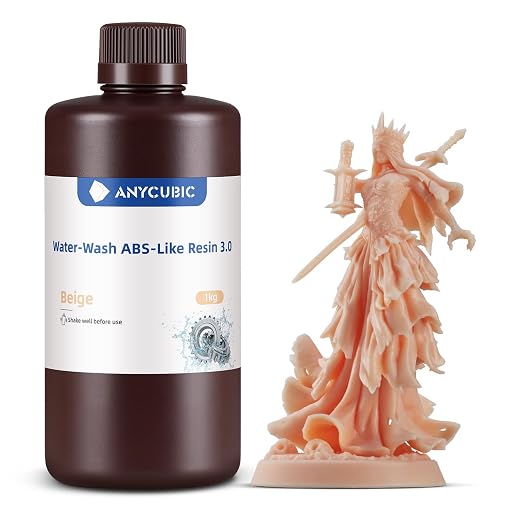 ANYCUBIC Water Washable ABS-Like Resin 3.0, 3D Printer Resin, High Toughness and High Precision, Easy to Post-Process, Low Odor, Wide Compatibility for All LCD 3D Printers (Beige, 1kg)
