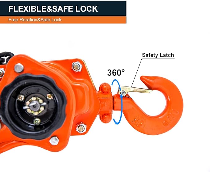 Lever Chain Hoist 3300lbs 10ft 1-1/2 ton Come Along Ratchet Puller Hoists for Heavy Duty Lifting (1.5ton)