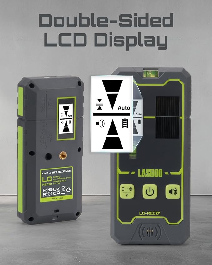 LasGoo Laser Level 3x360° Self Leveling, 3D Green Cross Line Laser for Construction and Picture Hanging,LasGoo LG-REC01 Laser Receiver for Laser Level