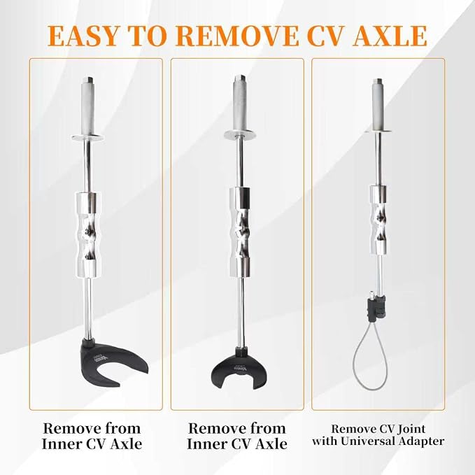 9 PCS Inner CV Axle Removal Tool, Heavy Duty Slide Hammer Puller Set, 63mm 48mm CV Joint Fork, Steel Cable Adapter, Extension Rod, Front Wheel Drive Axle Half Shaft Removal Tool Kit