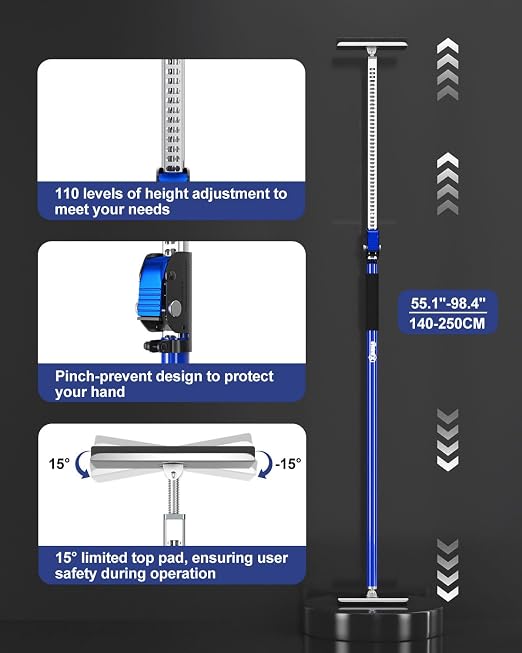 XINQIAO Drywall Lifts Cabinet Jacks for Installing Cabinets, Heavy Duty Third Hand Support System with Large Feet Adjusts from 55.1 in to 98.4 in, 2 PCS