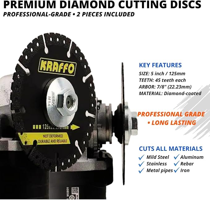 Angle Grinder Stand & Diamond Blade Set - Heavy-Duty Aluminum, 0–45 Cutting - Fits 38–48mm Grinders, Adjustable Clamp & Protective Cover - Perfect for Metal, Steel Pipe, Wood