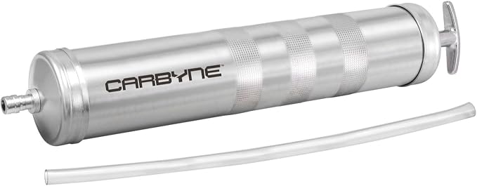Carbyne Suction Gun, 14 oz Capacity, 12 in. Flexible Hose, Zinc-Plated Steel Barrel, for Transmissions, Differentials, and Gear Boxes