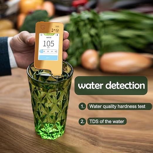 ECO6 Food Tester Nitrate Tester for Fish Fruit Vegetable Meat,TDS Water Tester Radiation Meter Geiger Counter Food Detector for Home Health-Golden