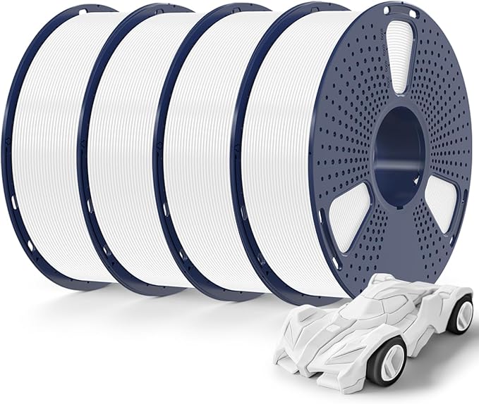 SUNLU High Speed PETG Filament 1.75mm 4KG Bundle, 3D Printer Filament 4kg, 1kg per Spool, Pack of 4, 4 Colors, White *4 Packs