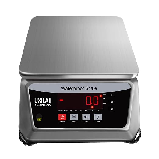 Professional Waterproof Digital Food Scale 33lb with Large Weighing Pan Stainless Steel Kitchen Scale for Coffee, Baking, Meat, Fish and Vegetables Commercial Grade Waterproof Scale