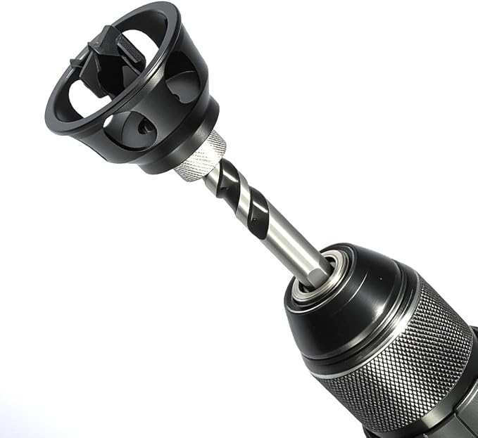 20mm Drill Locator for Woodworking, Bench Dog Hole Chamfer Reamer Tool, Aluminum Alloy Vertical Hole Locator Jig for Electric Drills, 20mm Short Drill Bit
