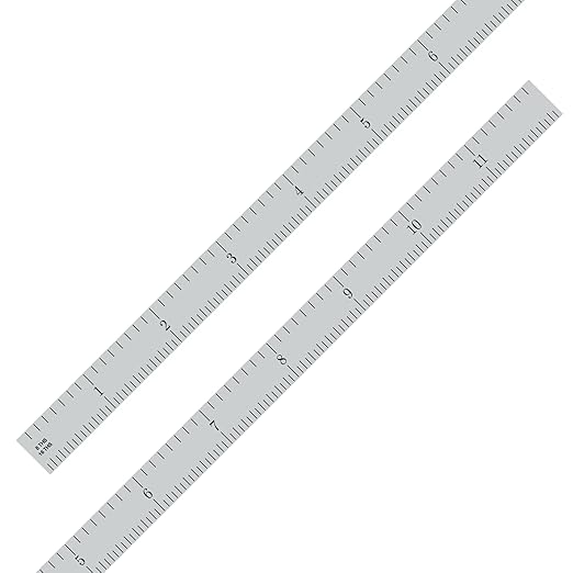 PEC Tools Steel Rule, 12 Inch, Flexible, 4R (1/8",1/16",1/32",1/64") Satin Chrome Finish, Made in USA