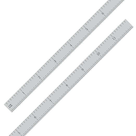 PEC Tools 12" Metal Ruler, Flexible Stainless Steel Rule, 4R Graduation, Made in USA