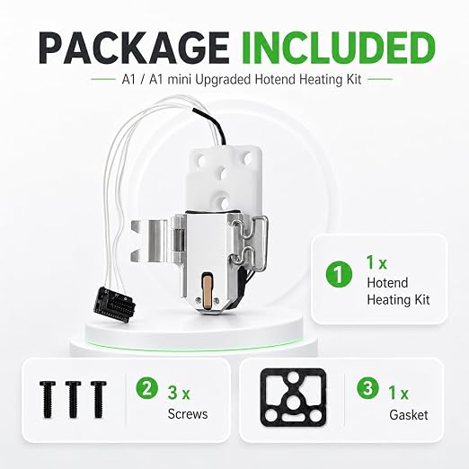 Genuine Bamboo lab Latest Upgraded Hotend Heating Assembly for Bambu Lab A1 & A1 Mini, Replacement Hot End Kit with Heating Block for 3D Printer