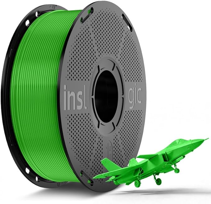 Inslogic Pre-Dried PLA Pro 3D Printer Filament, Strong & Tough PLA Pro Filament 1.75mm ±0.02mm, Reusable Spool, Compatible with Bambu and More FDM Printers, 1kg (Green)