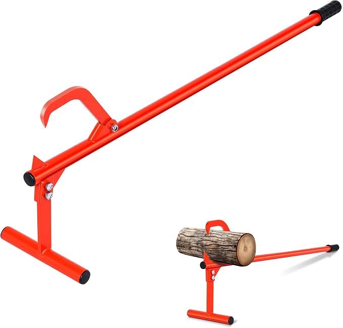 Timberjack Log Lifter, Heavy Duty Steel Log Jack, 50.9" Adjustable Log Roller Cant Hook, Ups to 15.5" in Dia Log Roller Tool, Logging Tools for Rolling and Raising Up Logs