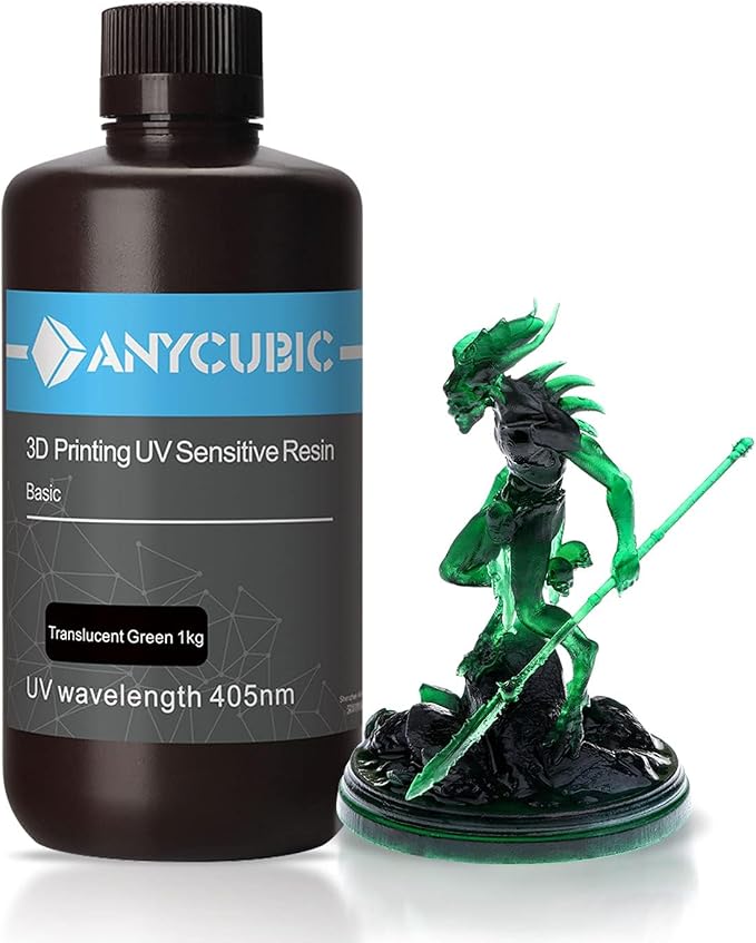 ANYCUBIC 3D Printer Resin, 405nm High Precision Fast Curing UV Photopolymer Resin for LCD 3D Printing, 1kg TL Green