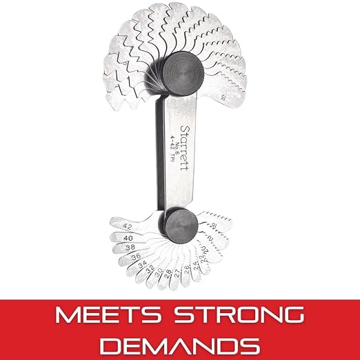 Starrett Steel Screw Pitch Gage with Locking Device - Ideal for Construction Work and Home Improvement - 4-42 TPI Range, 30 Number of Leaves - 6