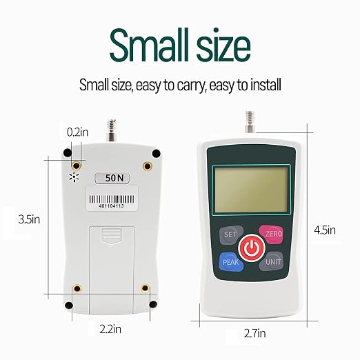 50N Digital Force Gauge Push and Pull Tester Meter with 4 Measurement Units N Kg Lb Oz, Automatic Backlight, Buzzer Alarm Function,1% Accuracy