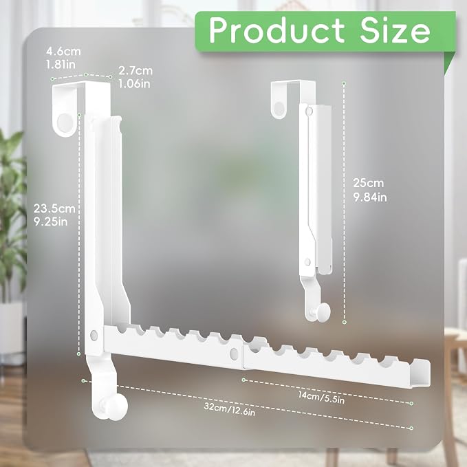 1 Pack Over The Door Hooks, Extended Over The Door Clothes Hanger with 11 Ridges,Space-Saving Over The Door Rack Door Hooks for Hanging Clothes,Larger Capacity Over The Door Hanger,Upgraded version.