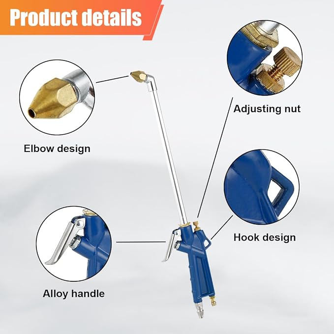 Air Engine Cleaning Spray Gun with 4Ft Hose- High Pressure Pneumatic Cleaning Sprayer Auto Water Cleaner Nozzle Hose Wash Spray Tool- Air Blow Gun Car Engine Dust Cleaner Tools (Bend Head)
