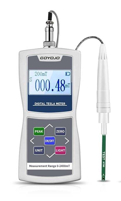 GOYOJO Digital Gauss Meter (2400mT/24000Gs), High Accuracy Magnetic Field Tester for DC Magnet Measurement, Permanent Magnets, Motors, Speakers, and Industrial Applications, ±5% Accuracy
