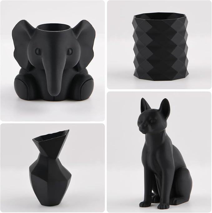 CCTREE Matte PLA Filament 1.75mm Bundle, 4 Pack 1KG Cardboard Spool, Black | Matte Surface Texture, Easy to Print 3D Printing Filament, Accuracy +/- 0.03 mm, Fit Most FDM 3D Printers