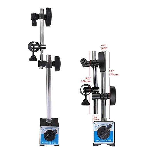 Qnkaa Dial Indicator with Magnetic Base Holder Fine Adjustable Long Arm 0-1" Magnetic Dial Indicator Professional Dial Gauge 0.001"