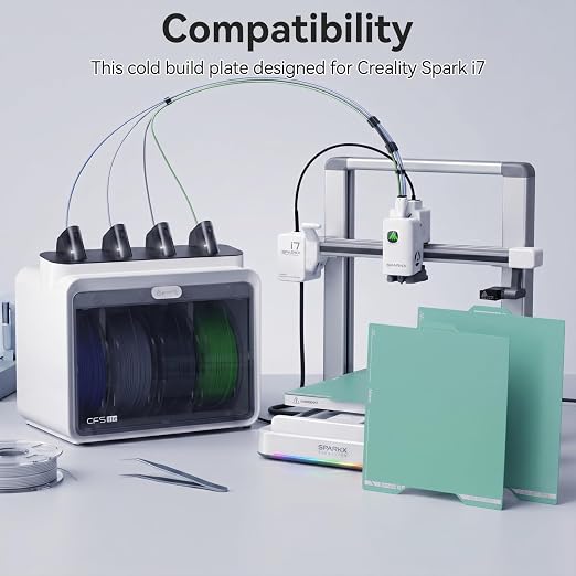 Spark i7 Cold Build Plate 267 * 301mm Double Sided Glossy+Matte Low-Temperature Print,Strong-Adhesion Platform, Compatible with Creality Spark i7 3D Printer(No Glue Required)-1PCS