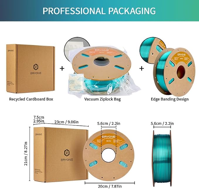 ERYONE Silk PLA Filament for 3D Printer 1.75mm +/- 0.03mm, Shiny Filament 1kg (2.1lbs)/Spool, Lake Cyan