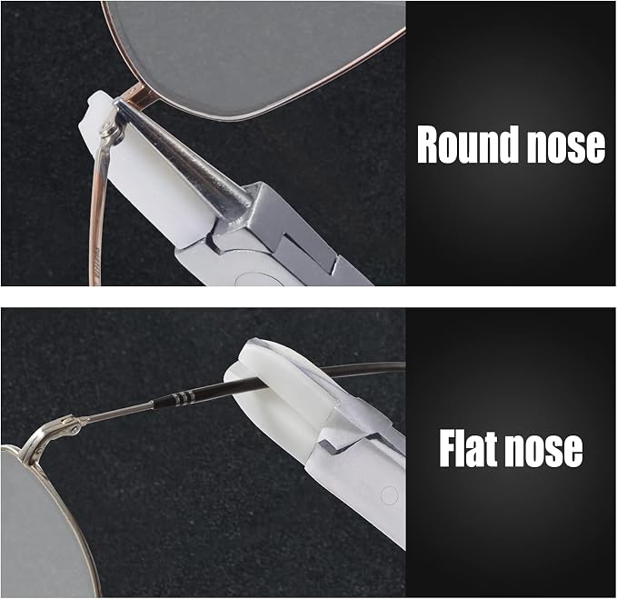 Round & Nylon Jaw Eyeglasses Frame Pliers Bundle with 6 Inches Optical Trident Pliers Professional Eyeglasses Adjusting Frame Pliers, Eyeglass Repair Kit with Eyeglass Repair Screwdriver