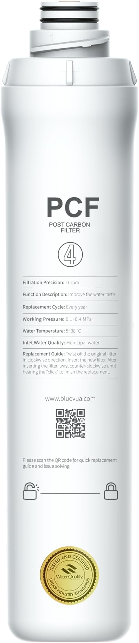 Bluevua Official ROPOT PCF Filter, Replacement for RO100ROPOT, 1-year Lifetime-4th Stage