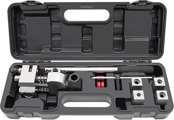 Brake Line Flaring Tool Kit, 45 Degree Single, Double and Bubble Flares, Brake Line and Tubing Flaring Tool for 3/16", 1/4", 5/16", 3/8" and 4.75mm Diameter Lines, Brake Flaring Tools