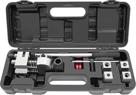 Brake Line Flaring Tool Kit, 45 Degree Single, Double and Bubble Flares, Brake Line and Tubing Flaring Tool for 3/16", 1/4", 5/16", 3/8" and 4.75mm Diameter Lines, Brake Flaring Tools