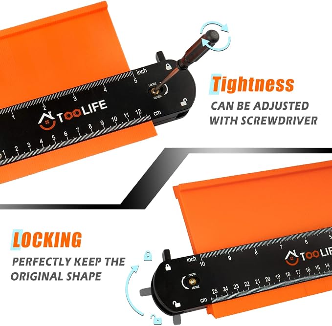 TOOLIFE Connectable Contour Gauge with Lock, Stocking Stuffers，Gifts for Men Him Husband Dad,Woodworking Tools for Flooring， Cool New Measuring Tool for odd Shape, Christmas Gifts Anniversary Birthday