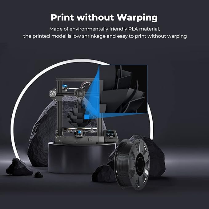 Creality PLA Filament 1.75mm, Tough and Durable 3D Printer Filament with +/-0.02mm Accuracy, Smooth Printing 1KG Spool, Black