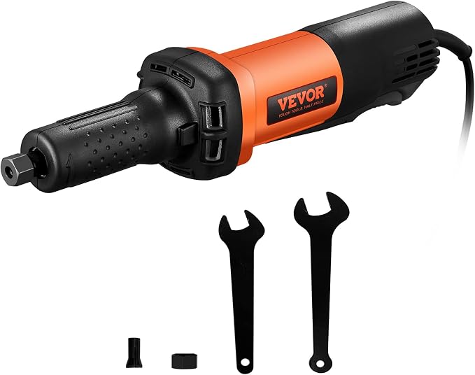 VEVOR Die Grinder, 1/4", Heavy-Duty Electric, Adjustable Speed (10000-28000RPM), Ergonomic Grip for Polishing, Cutting, Rust Removal, Grinding, Welding Repair, with 1/4" & 1/8" Collets