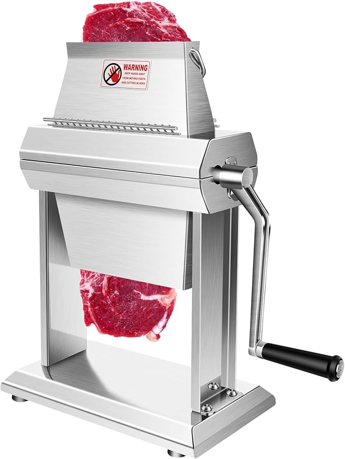 YBSVO 7" Commercial Meat Tenderizer Machine | Heavy Duty Manual Cuber with 40 Sharp Blades - Hand Crank Steak & Venison Tenderizing Tool for Butchers, Hunters & Kitchens