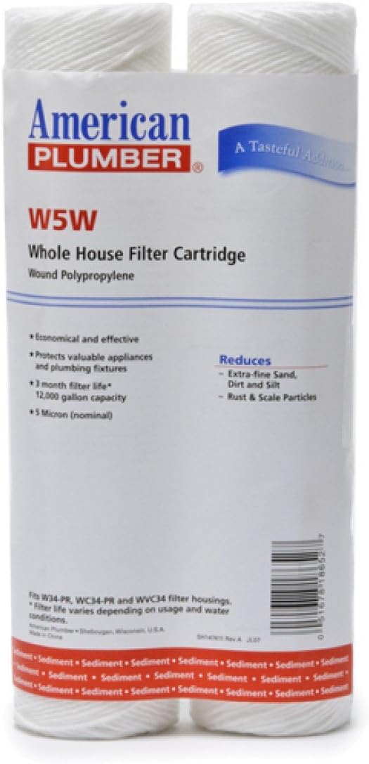 American Plumber W5W Wound Whole House Sediment Filter Cartridge 5 Micron Well Pump Irrigation (4)